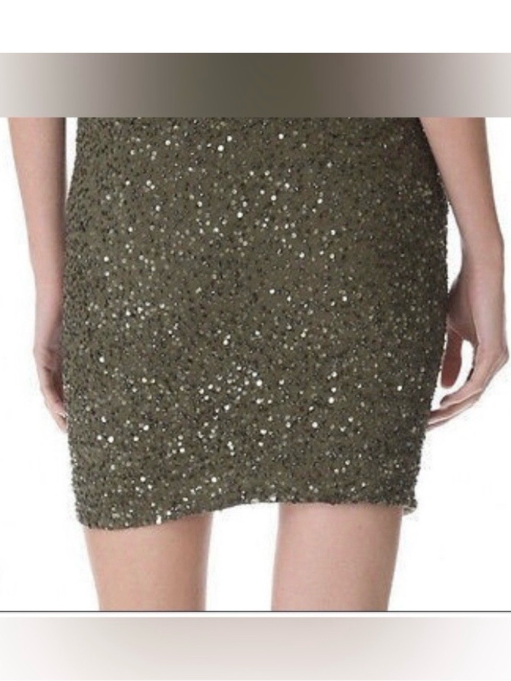 Haute Hippie Olive Green Sequin Pencil Skirt